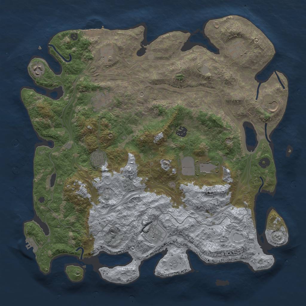 Rust Map: Procedural Map, Size: 4250, Seed: 6612, 17 Monuments