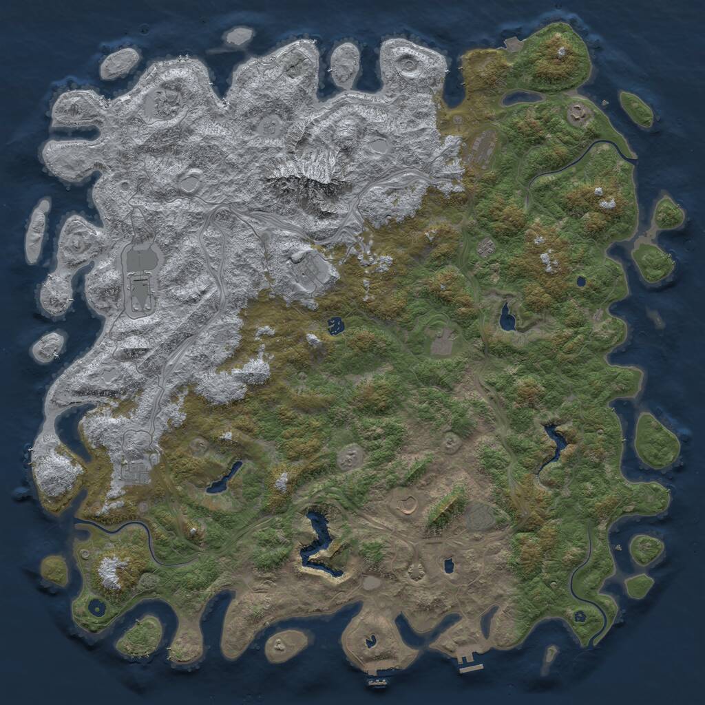 Rust Map: Procedural Map, Size: 6000, Seed: 547365, 17 Monuments