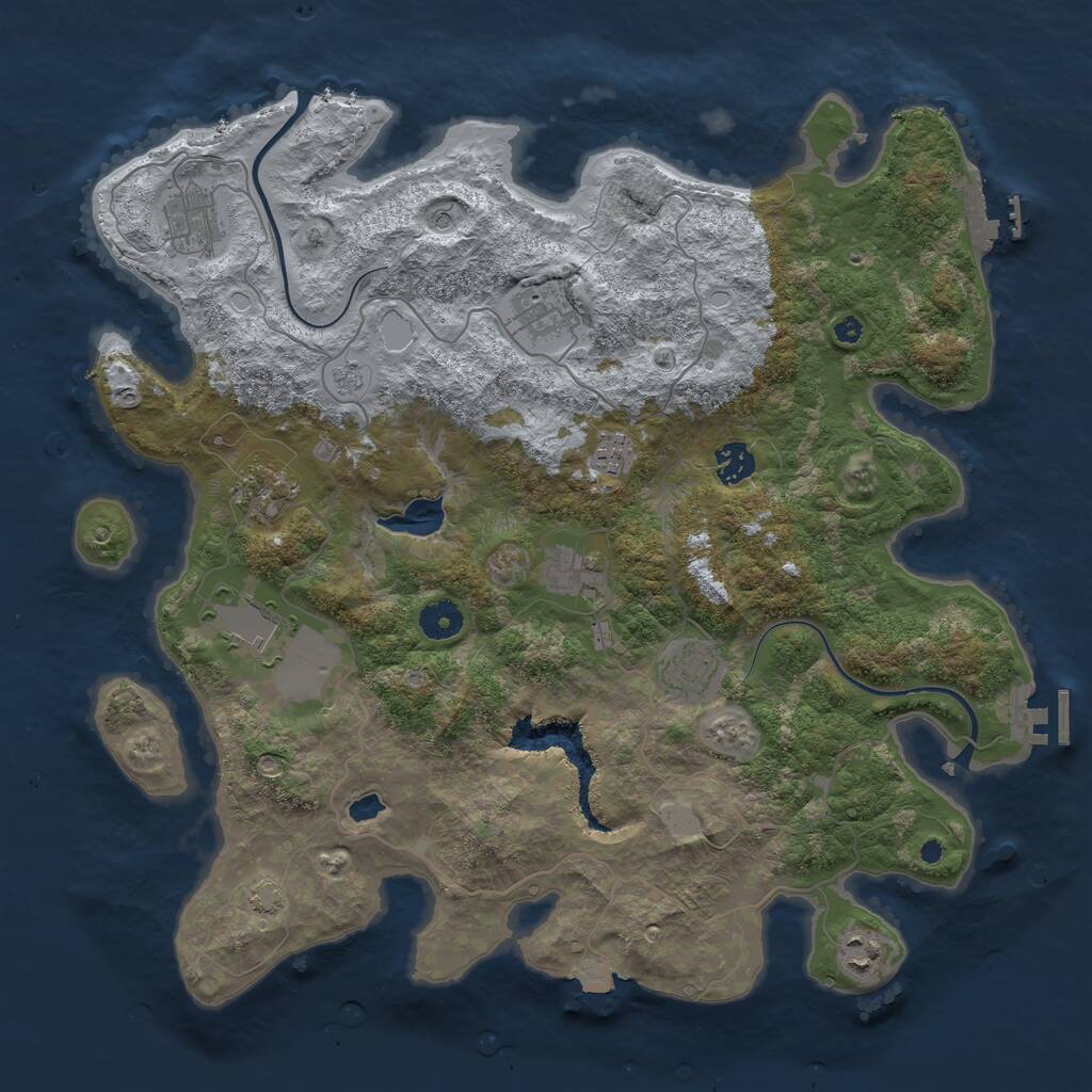 Rust Map: Procedural Map, Size: 4000, Seed: 654452, 15 Monuments