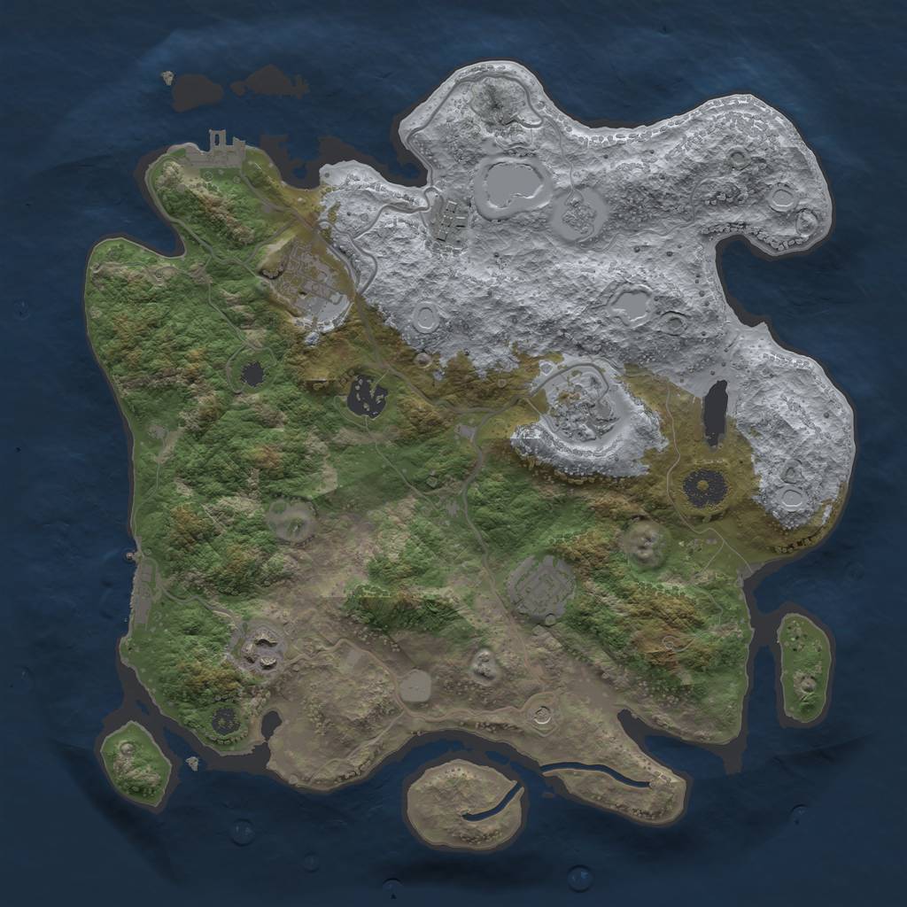 Rust Map: Procedural Map, Size: 3333, Seed: 3333, 13 Monuments