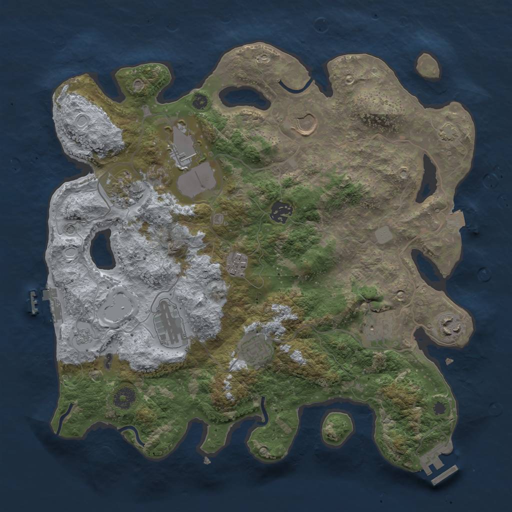 Rust Map: Procedural Map, Size: 3500, Seed: 848443284, 17 Monuments