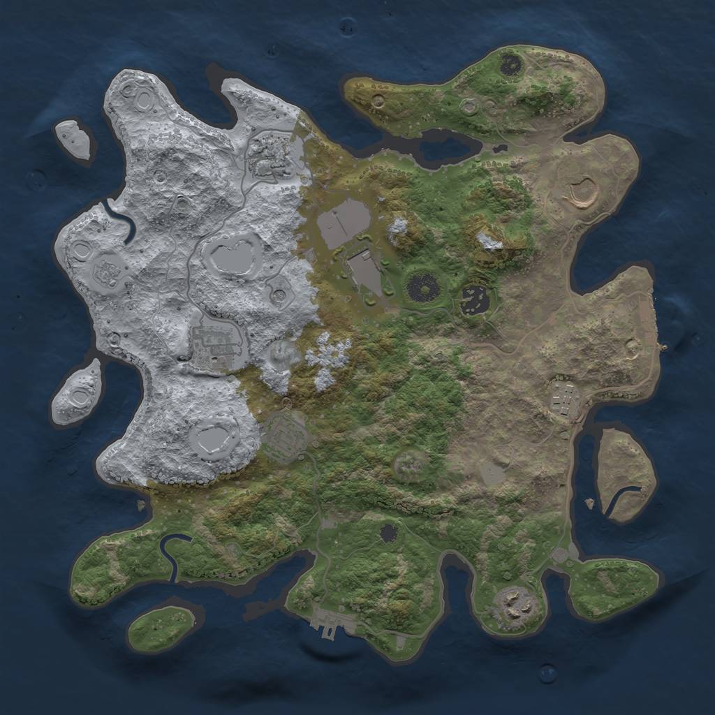 Rust Map: Procedural Map, Size: 3500, Seed: 1046244192, 17 Monuments
