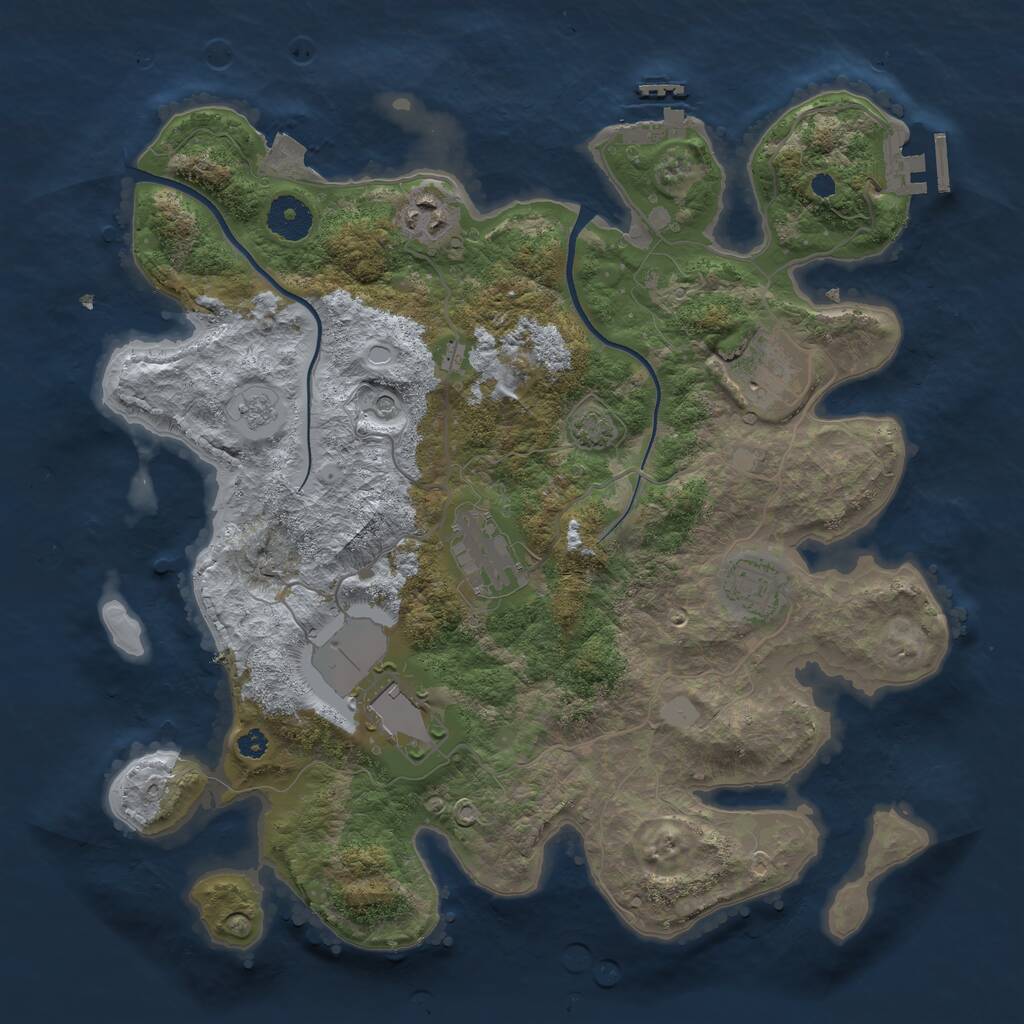 Rust Map: Procedural Map, Size: 3500, Seed: 8974, 11 Monuments
