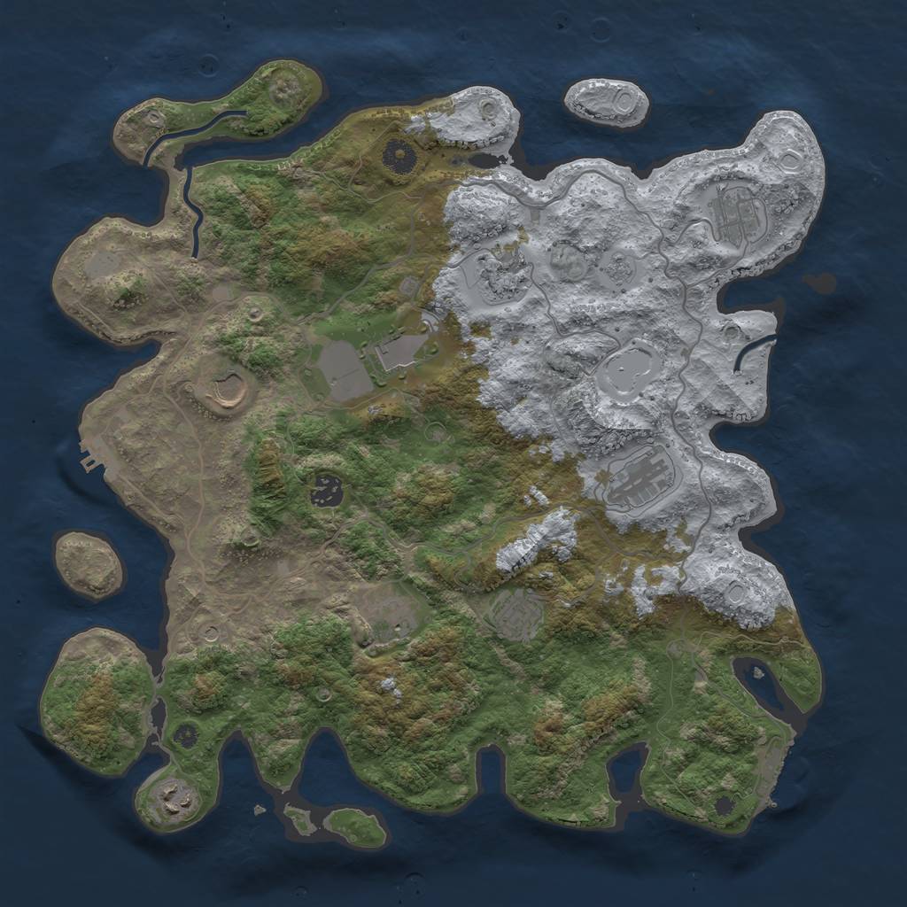 Rust Map: Procedural Map, Size: 4000, Seed: 864980845, 18 Monuments