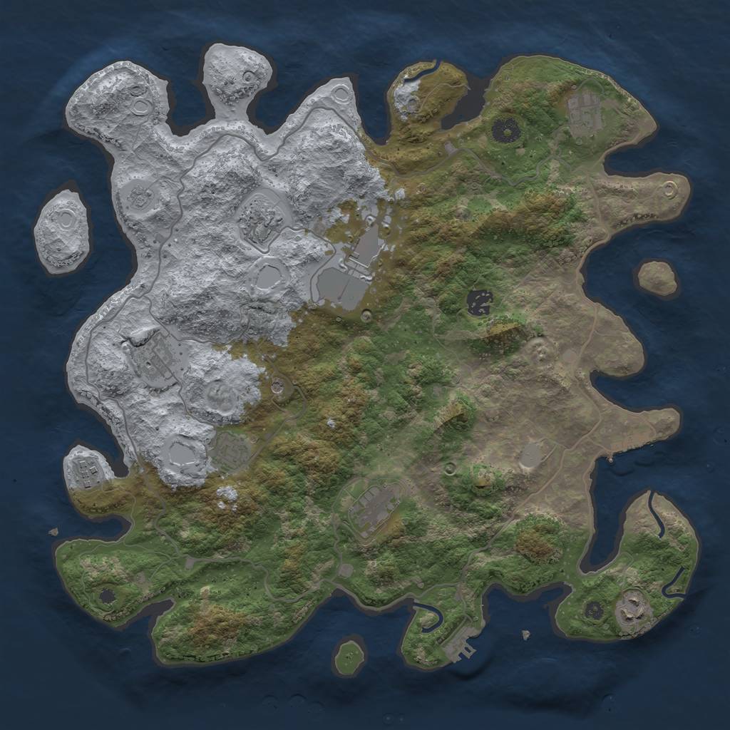 Rust Map: Procedural Map, Size: 4000, Seed: 528095282, 18 Monuments