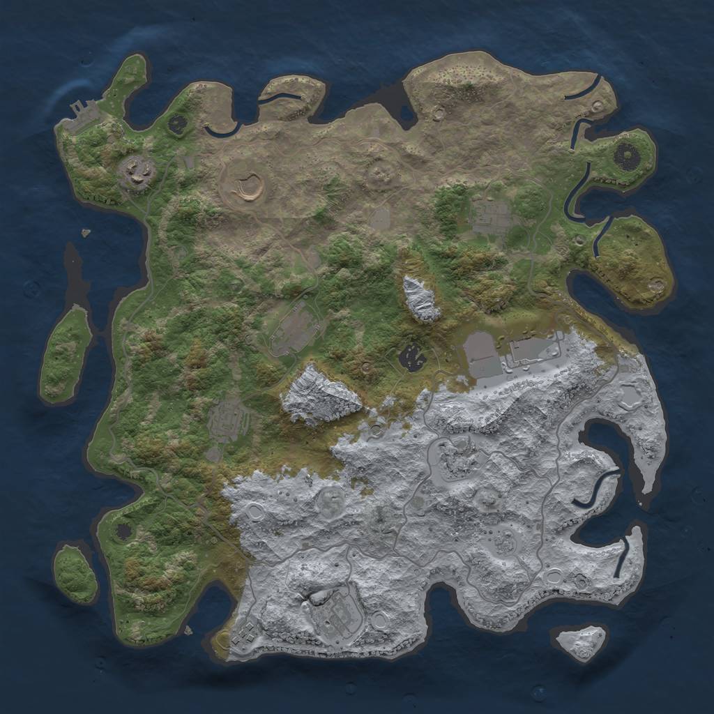 Rust Map: Procedural Map, Size: 4000, Seed: 558477, 18 Monuments