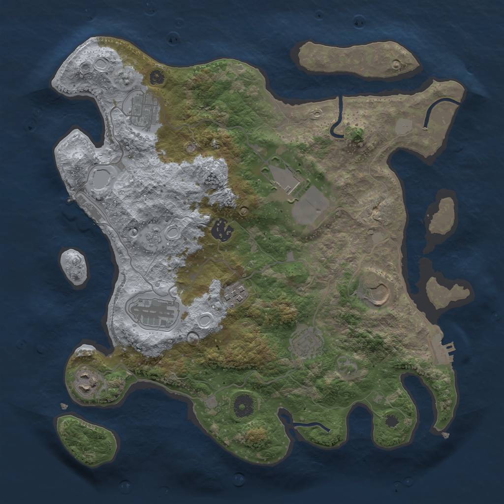 Rust Map: Procedural Map, Size: 3500, Seed: 72841961, 16 Monuments