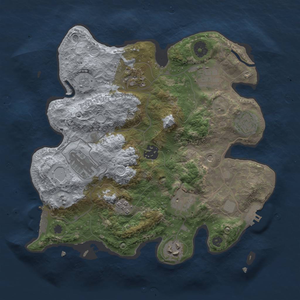Rust Map: Procedural Map, Size: 3000, Seed: 716384803, 17 Monuments
