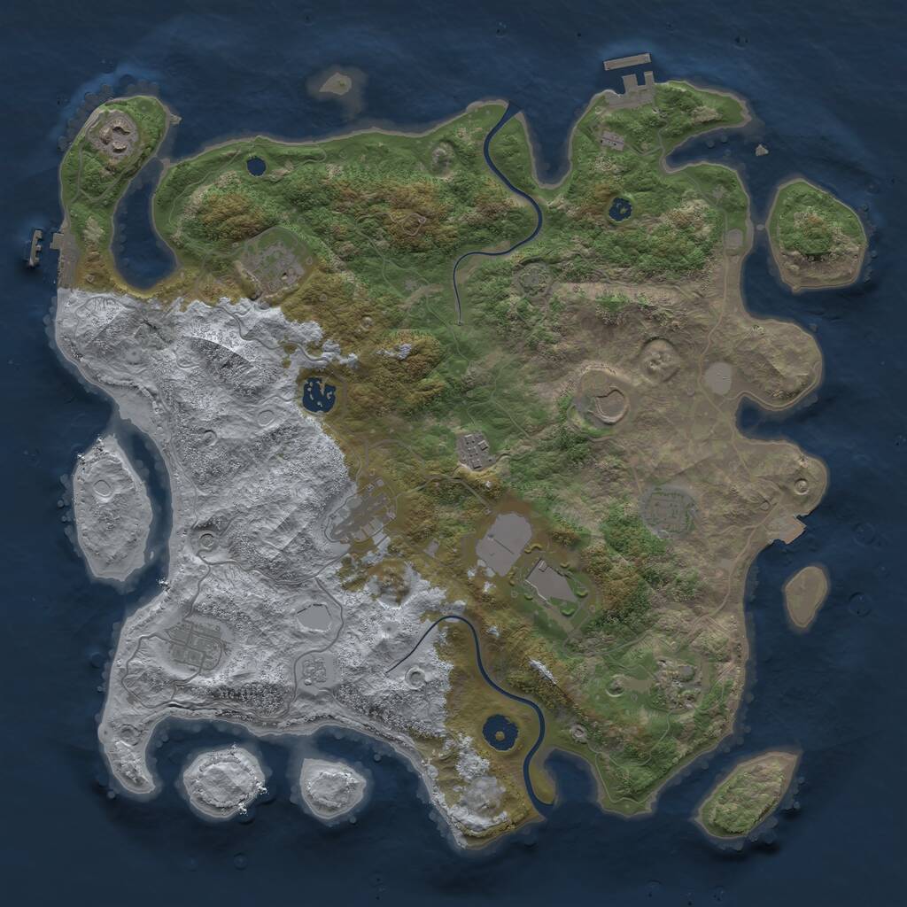 Rust Map: Procedural Map, Size: 3950, Seed: 87320883, 16 Monuments