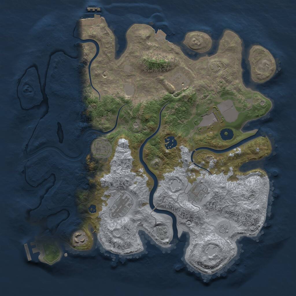Rust Map: Procedural Map, Size: 3500, Seed: 1302007, 14 Monuments