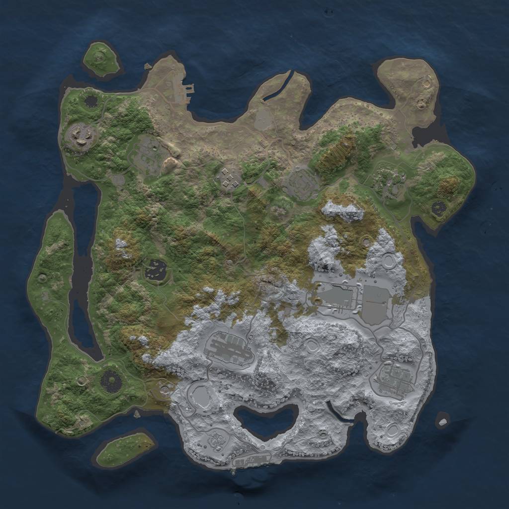 Rust Map: Procedural Map, Size: 3500, Seed: 100150, 18 Monuments