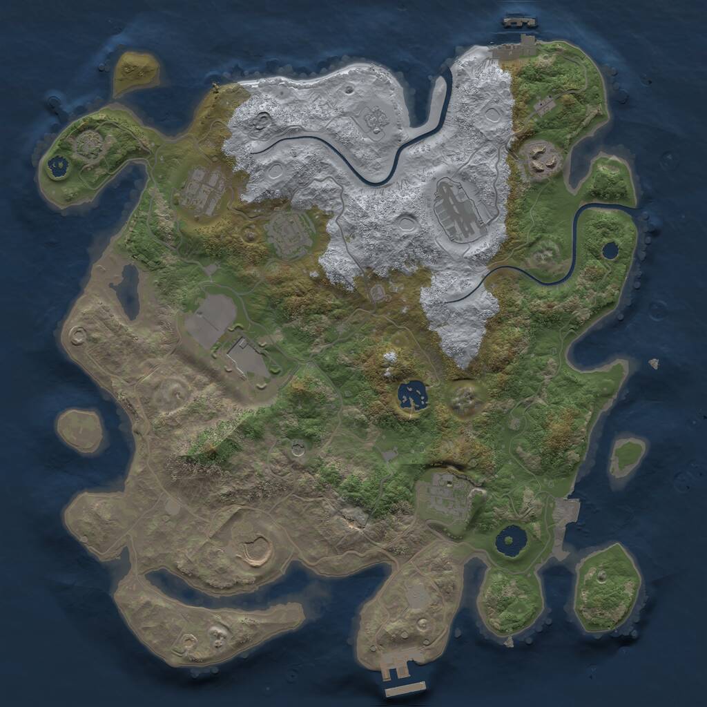 Rust Map: Procedural Map, Size: 3500, Seed: 9614082, 14 Monuments