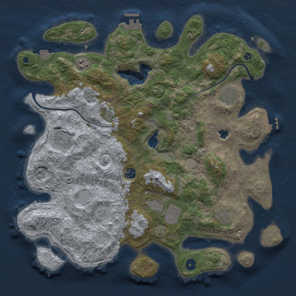 Rust Map: Procedural Map, Size: 4000, Seed: 72518, 13 Monuments