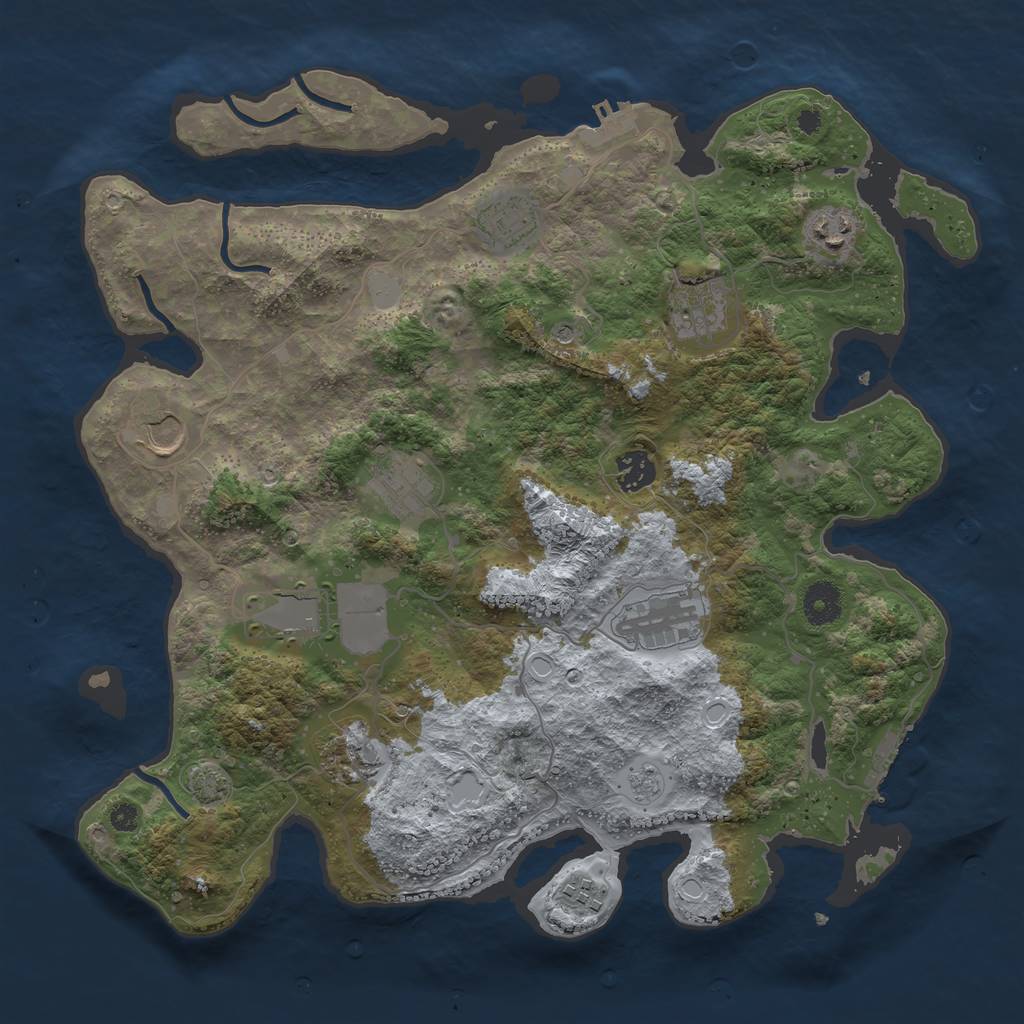 Rust Map: Procedural Map, Size: 3750, Seed: 71, 18 Monuments