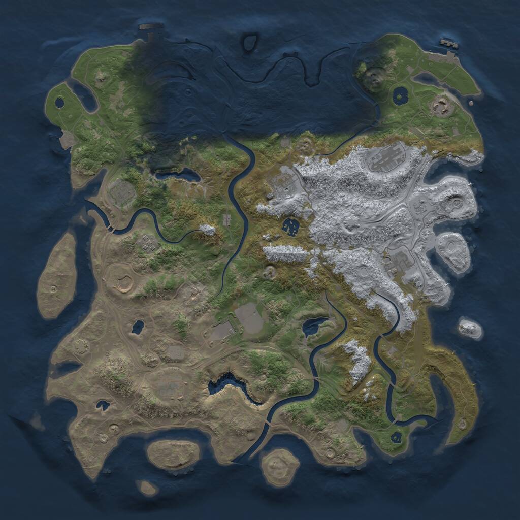 Rust Map: Procedural Map, Size: 4500, Seed: 1321799400, 16 Monuments