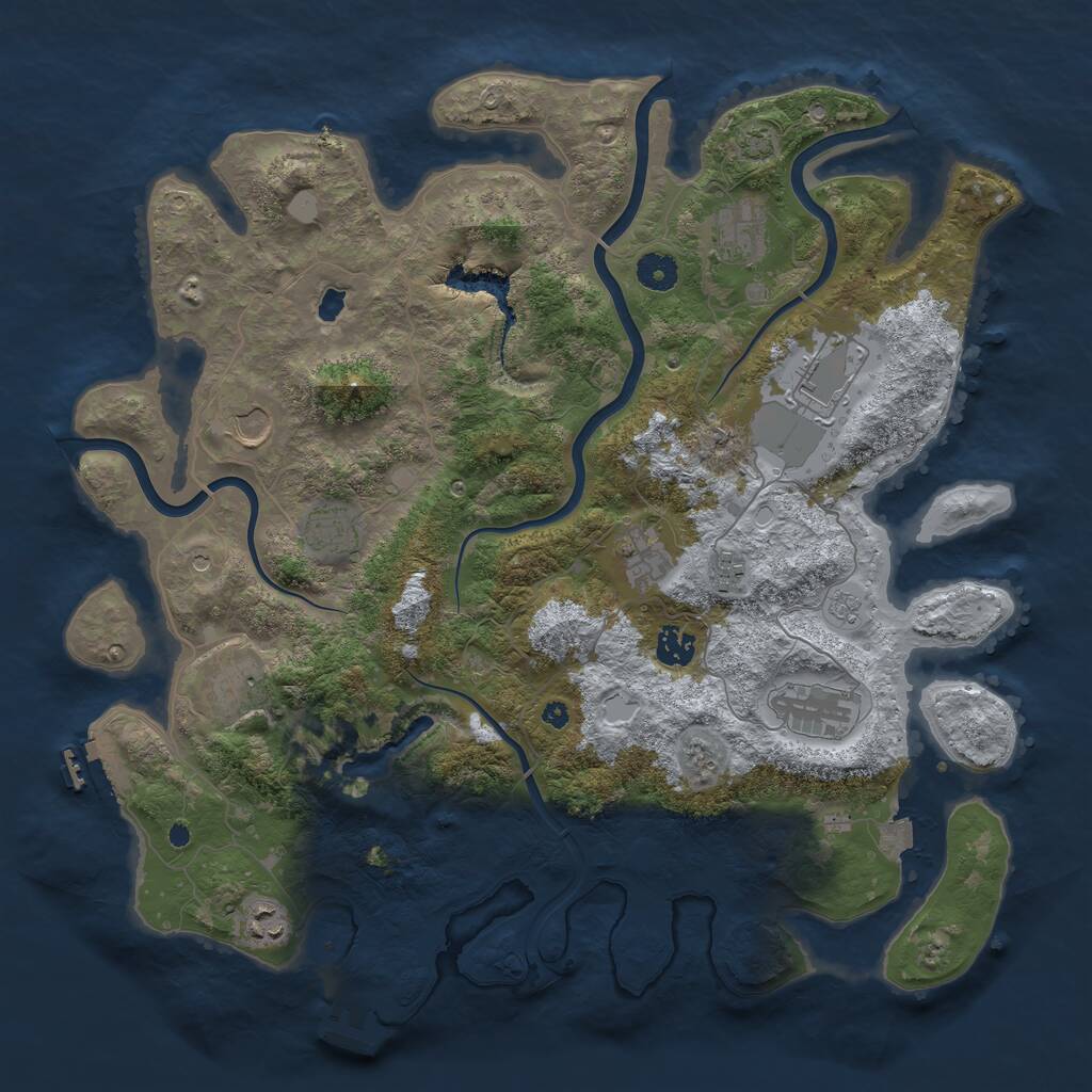 Rust Map: Procedural Map, Size: 4100, Seed: 18278546, 16 Monuments