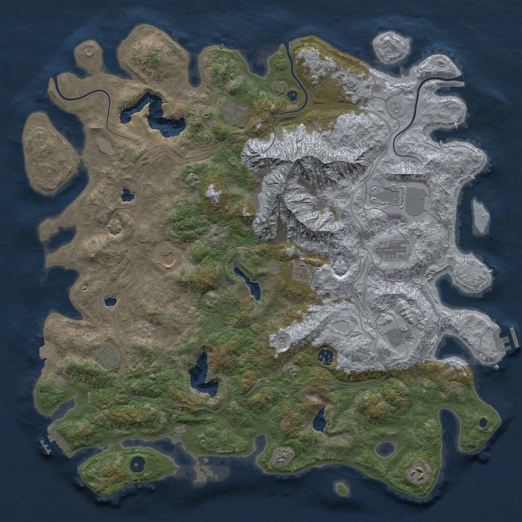 Rust Map: Procedural Map, Size: 5000, Seed: 8191, 17 Monuments