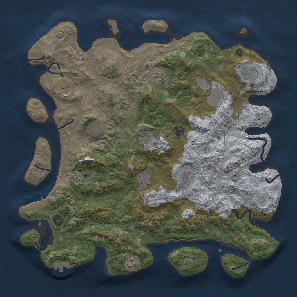 Rust Map: Procedural Map, Size: 4250, Seed: 758354520, 20 Monuments