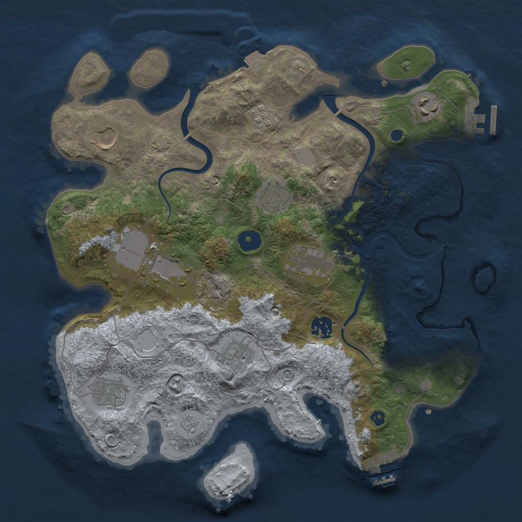 Rust Map: Procedural Map, Size: 3550, Seed: 94053663, 15 Monuments