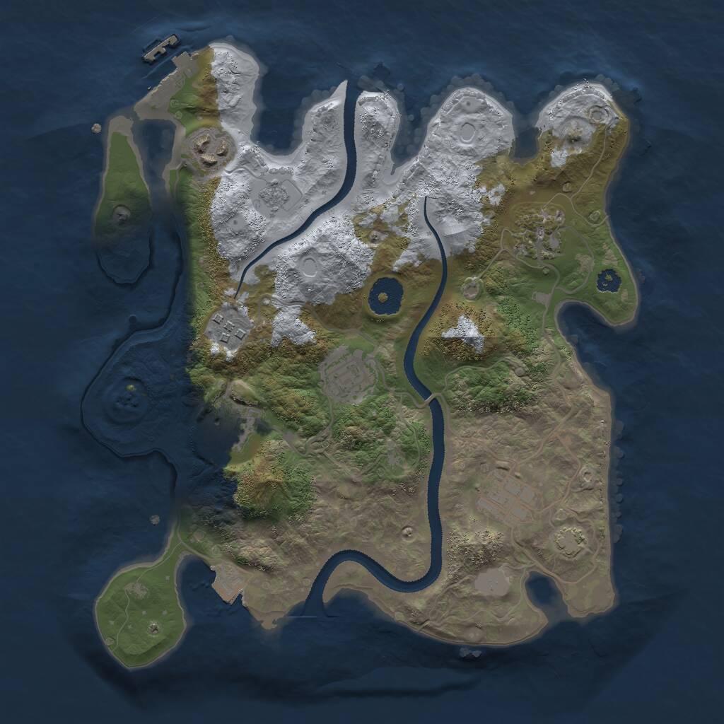 Rust Map: Procedural Map, Size: 3000, Seed: 57639, 10 Monuments