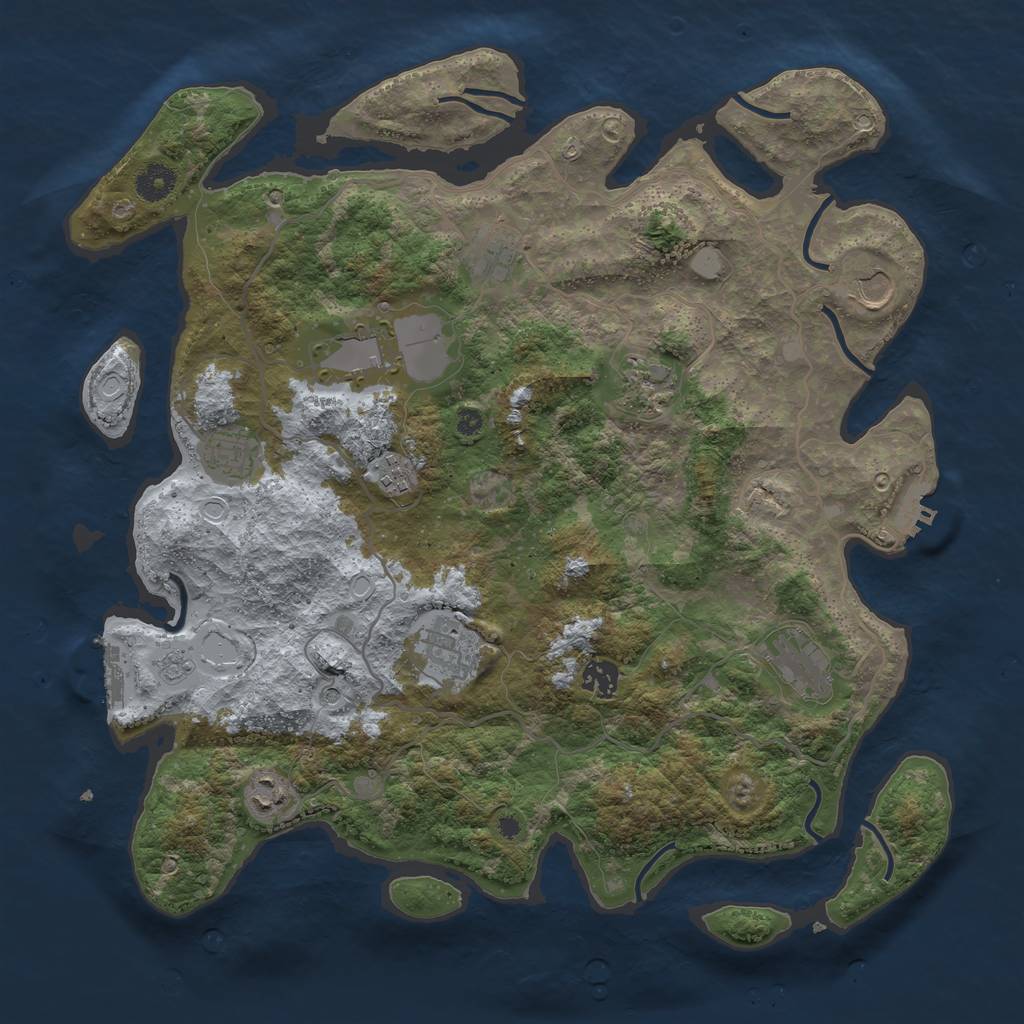 Rust Map: Procedural Map, Size: 4000, Seed: 134532234, 19 Monuments