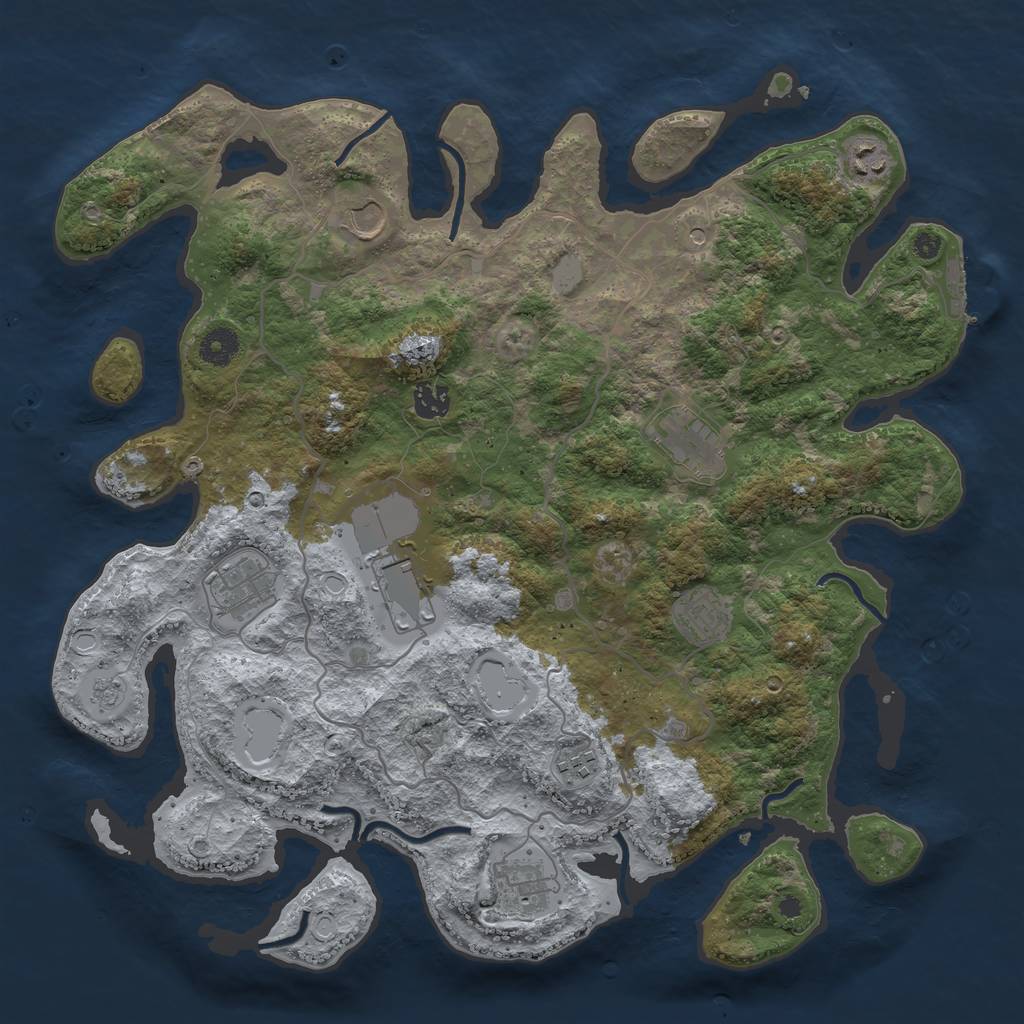 Rust Map: Procedural Map, Size: 4000, Seed: 469082746, 17 Monuments