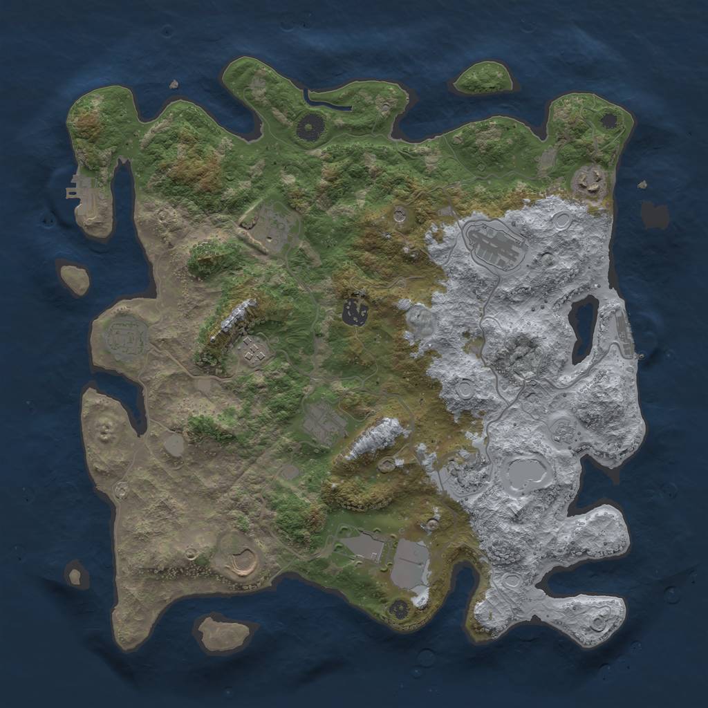 Rust Map: Procedural Map, Size: 3900, Seed: 53789380, 19 Monuments