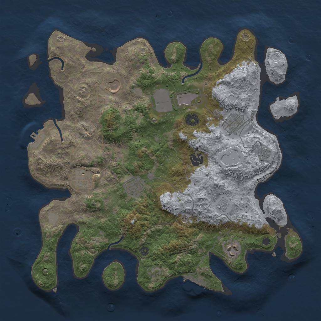 Rust Map: Procedural Map, Size: 3600, Seed: 65697014, 17 Monuments
