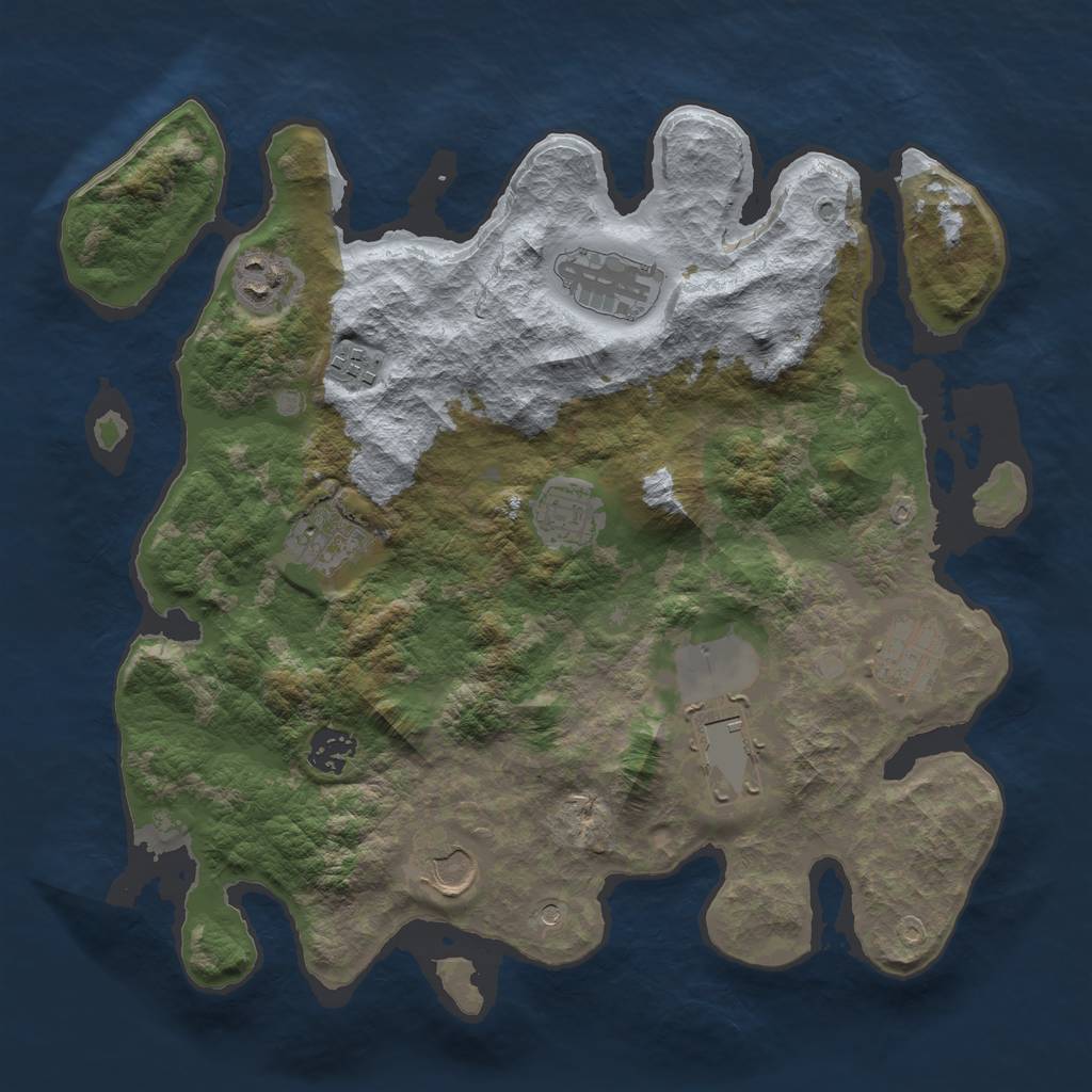 Rust Map: Barren, Size: 3500, Seed: 279169646, 12 Monuments