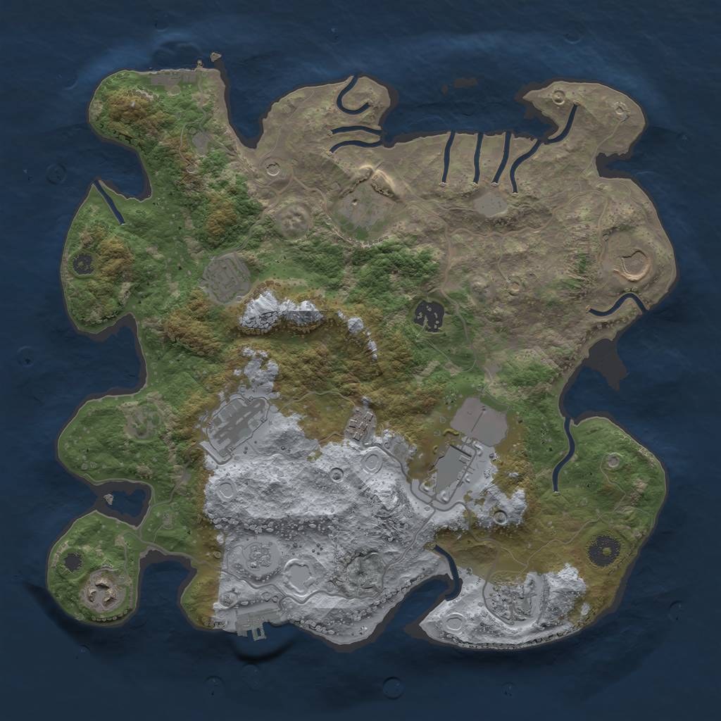 Rust Map: Procedural Map, Size: 3500, Seed: 9192380, 18 Monuments