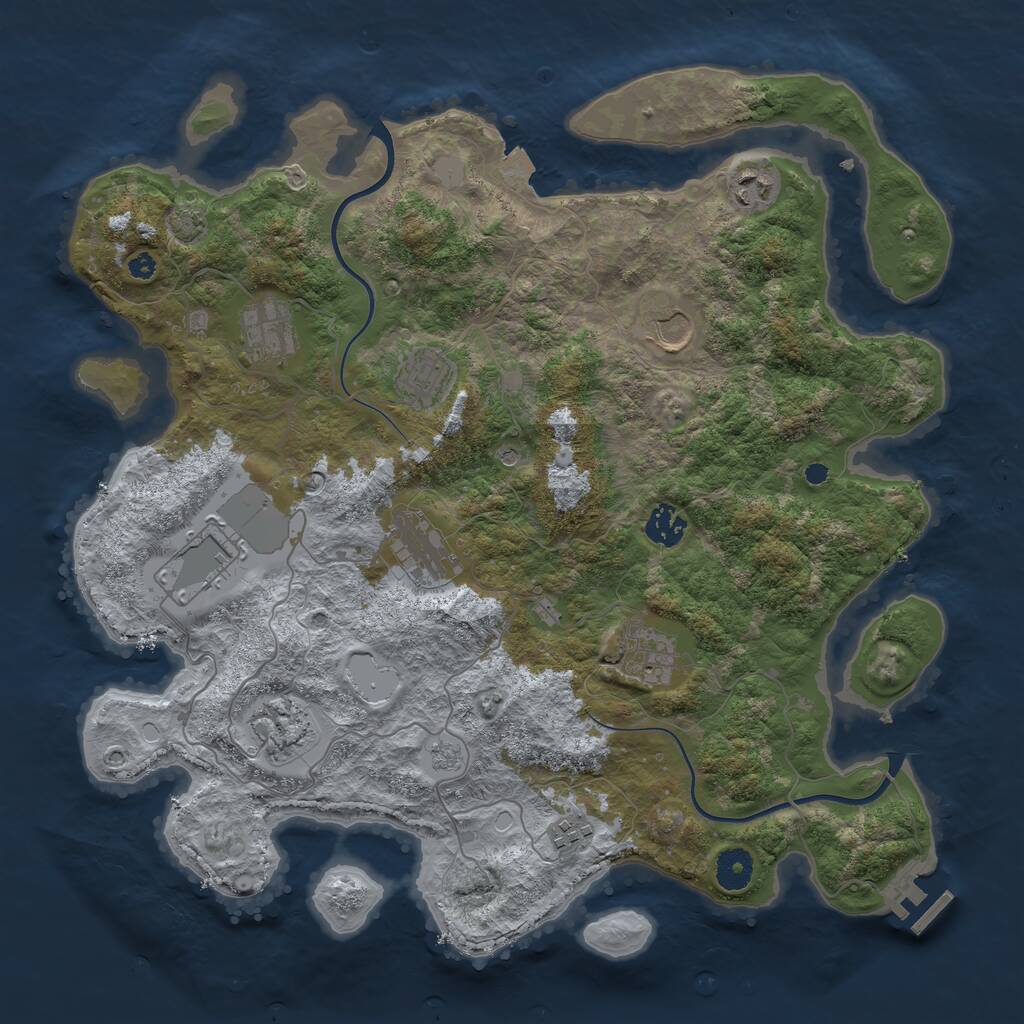 Rust Map: Procedural Map, Size: 3850, Seed: 2049911317, 15 Monuments