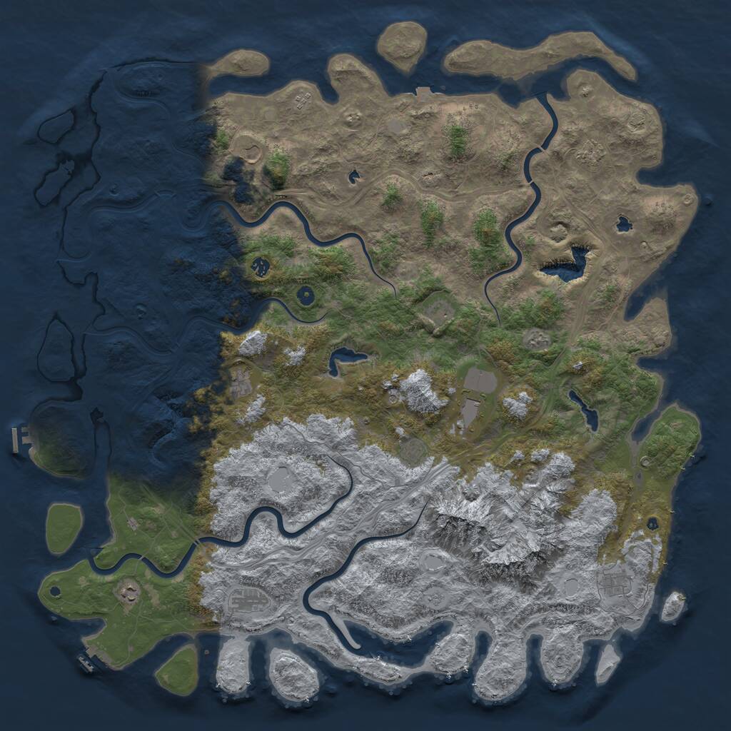 Rust Map: Procedural Map, Size: 6000, Seed: 483896710, 17 Monuments