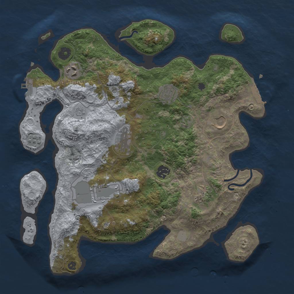 Rust Map: Procedural Map, Size: 3500, Seed: 233744412, 17 Monuments