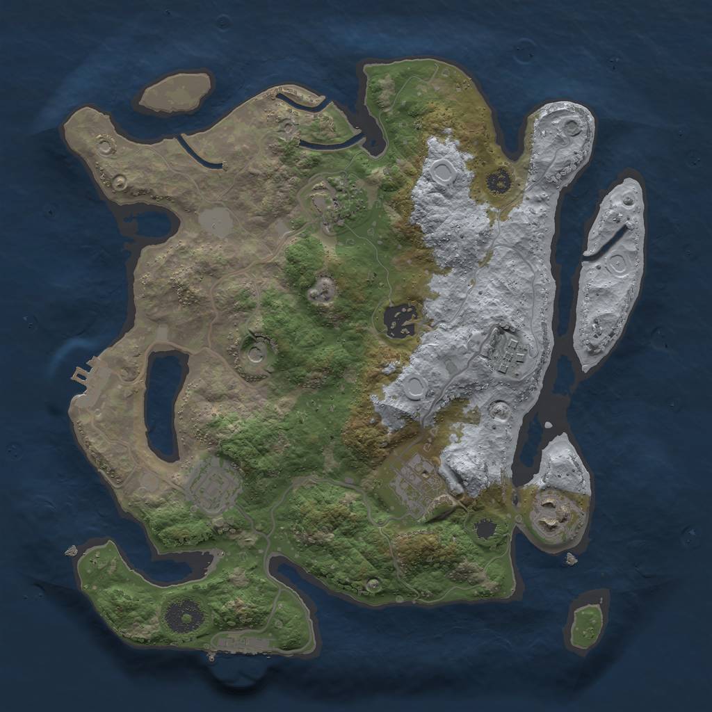 Rust Map: Procedural Map, Size: 3000, Seed: 15645, 14 Monuments