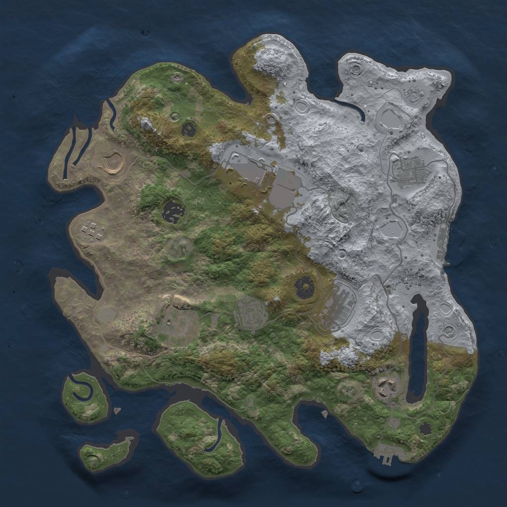 Rust Map: Procedural Map, Size: 3500, Seed: 31074580, 18 Monuments