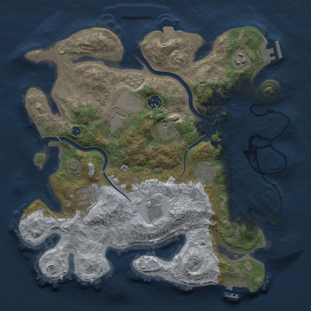 Rust Map: Procedural Map, Size: 3500, Seed: 43776467, 14 Monuments