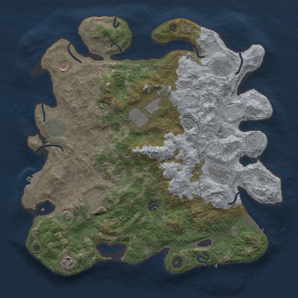 Rust Map: Procedural Map, Size: 4000, Seed: 217341181, 19 Monuments