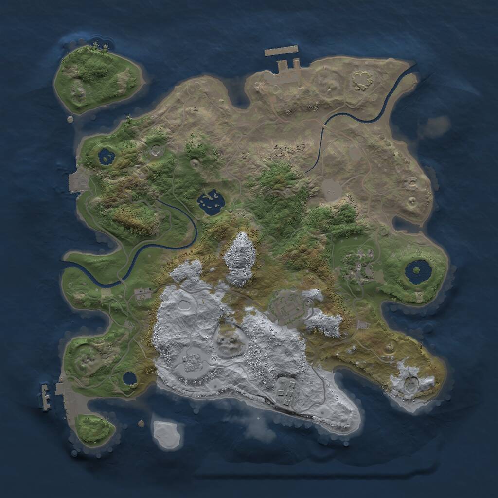 Rust Map: Procedural Map, Size: 3000, Seed: 19796, 10 Monuments