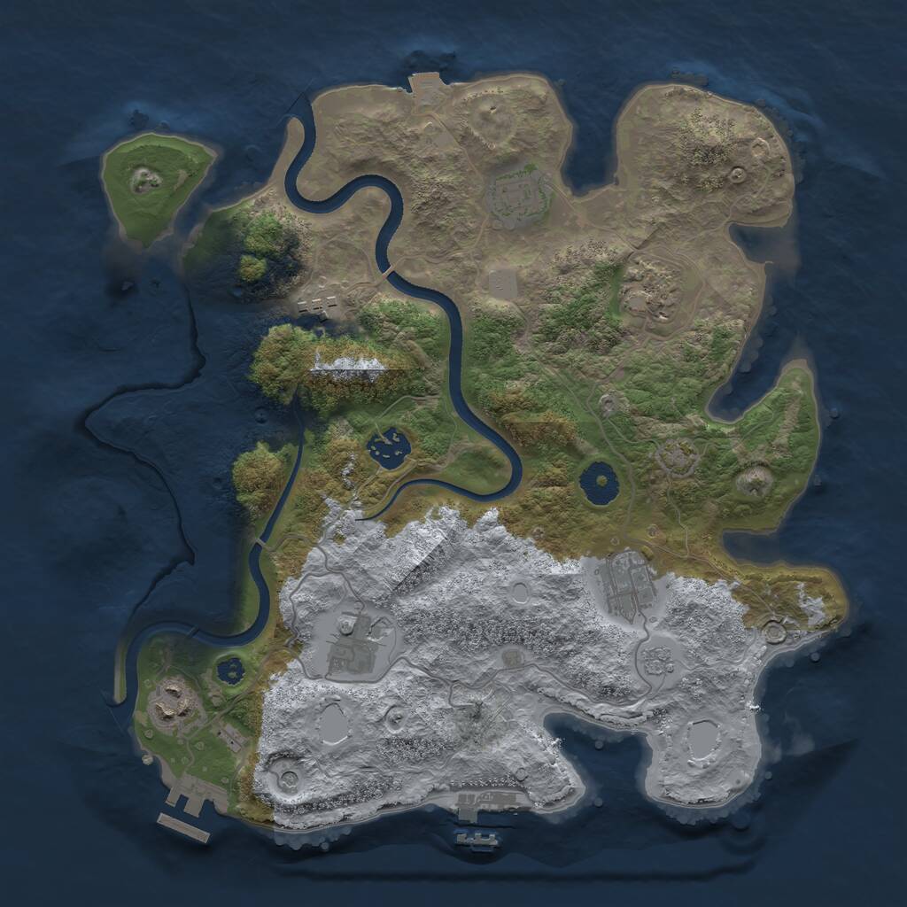 Rust Map: Procedural Map, Size: 3400, Seed: 6464025, 13 Monuments