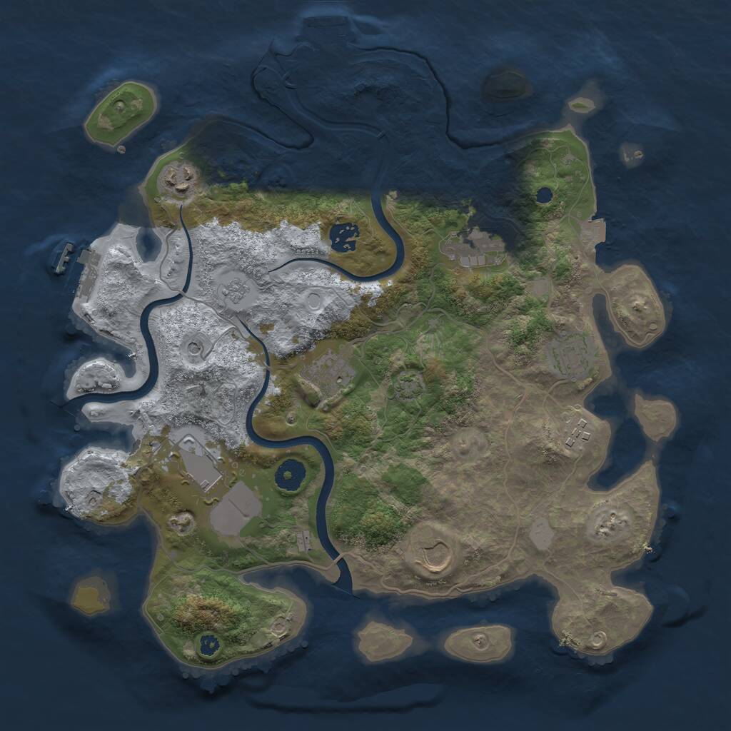 Rust Map: Procedural Map, Size: 3600, Seed: 47508369, 14 Monuments