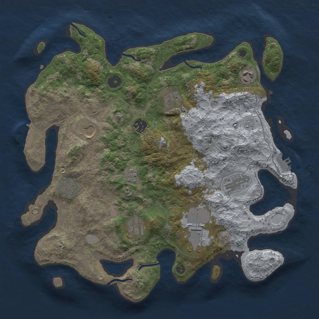 Rust Map: Procedural Map, Size: 3700, Seed: 35845082, 18 Monuments