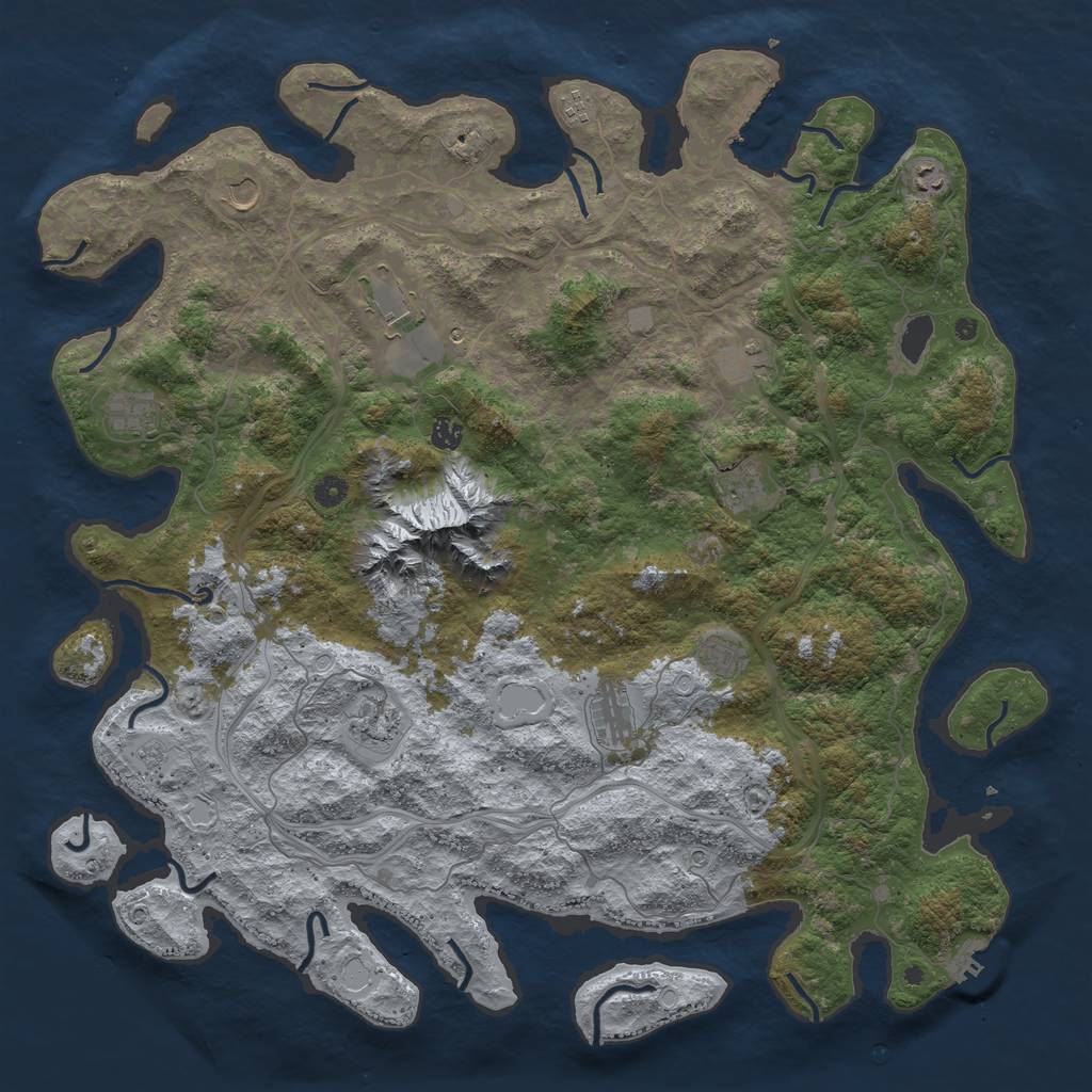 Rust Map: Procedural Map, Size: 5000, Seed: 1968, 20 Monuments