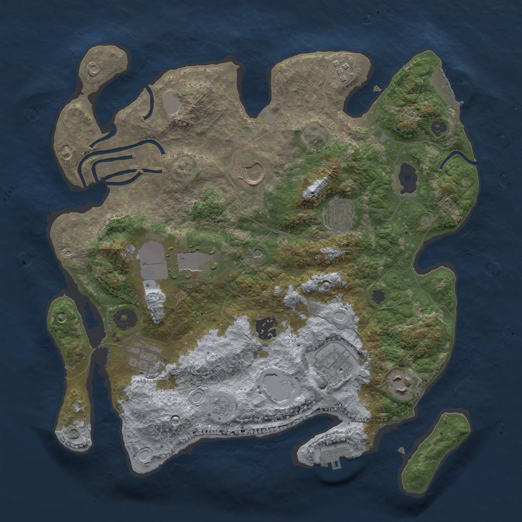 Rust Map: Procedural Map, Size: 3500, Seed: 934108688, 17 Monuments