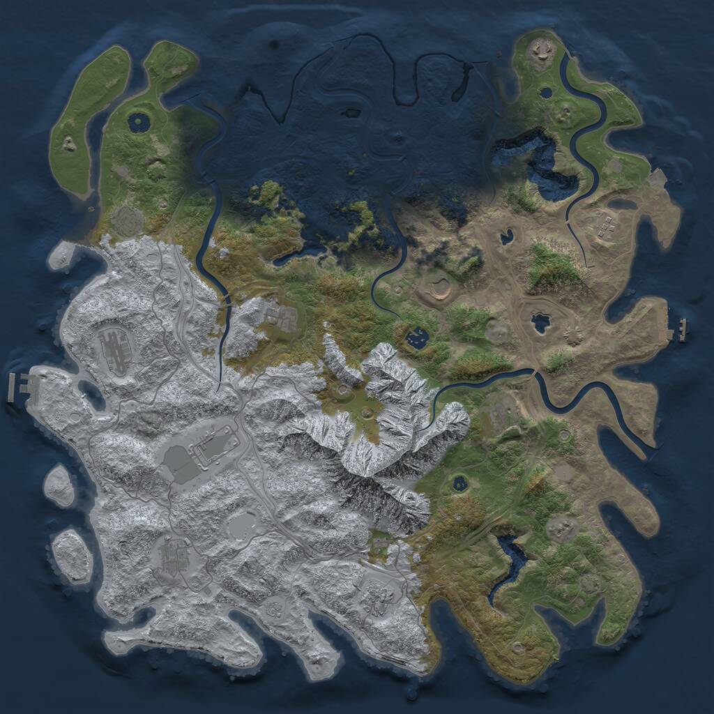 Rust Map: Procedural Map, Size: 5000, Seed: 230940291, 17 Monuments