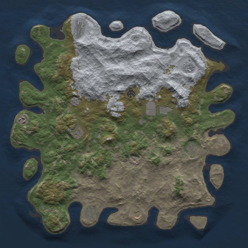 Rust Map: Barren, Size: 4580, Seed: 1, 13 Monuments