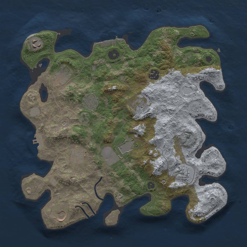 Rust Map: Procedural Map, Size: 3500, Seed: 66773048, 18 Monuments