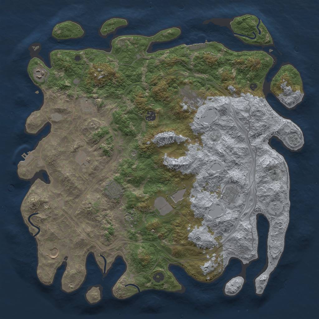 Rust Map: Procedural Map, Size: 4500, Seed: 617582123, 20 Monuments