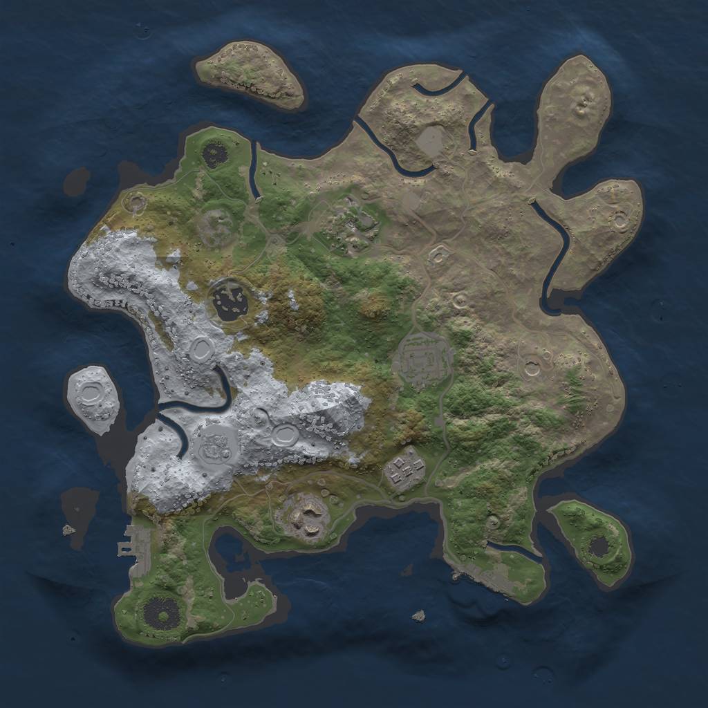 Rust Map: Procedural Map, Size: 3000, Seed: 754576, 12 Monuments