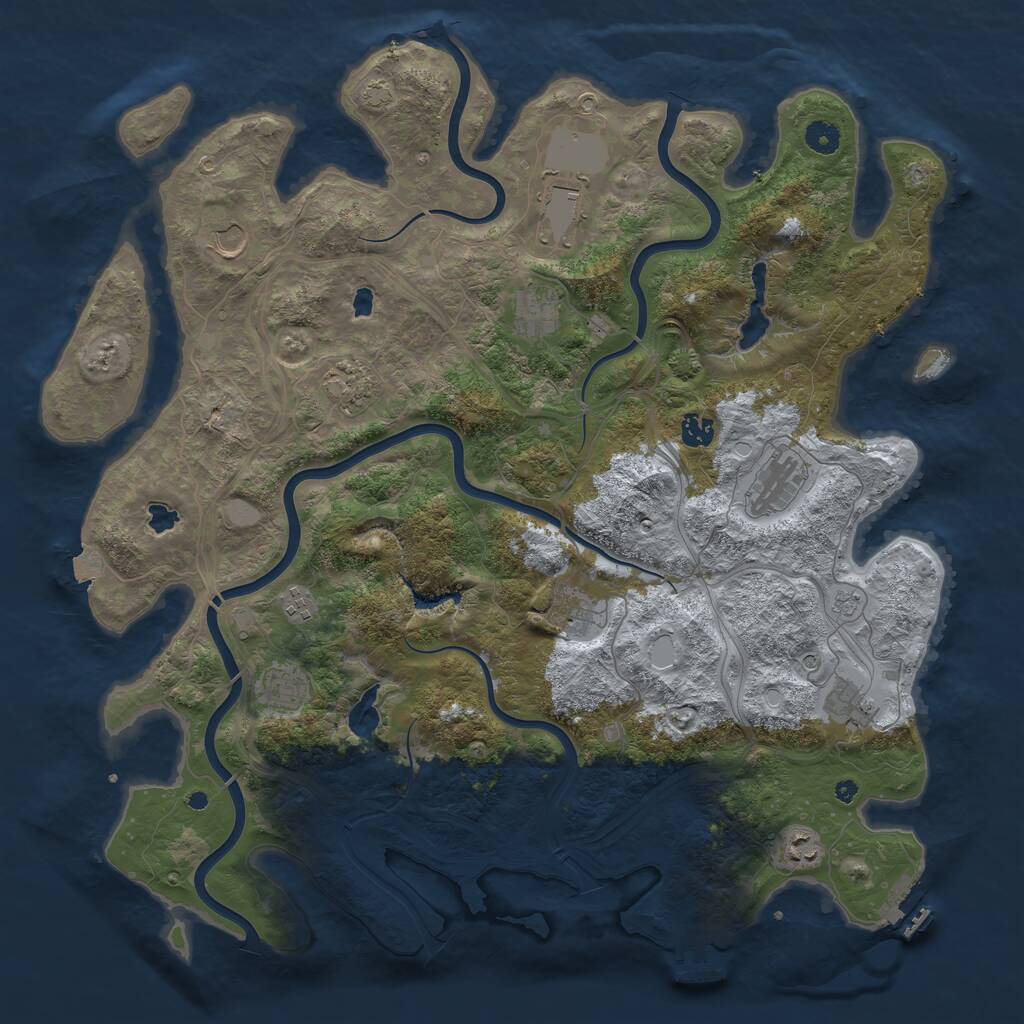 Rust Map: Procedural Map, Size: 4500, Seed: 5823, 17 Monuments