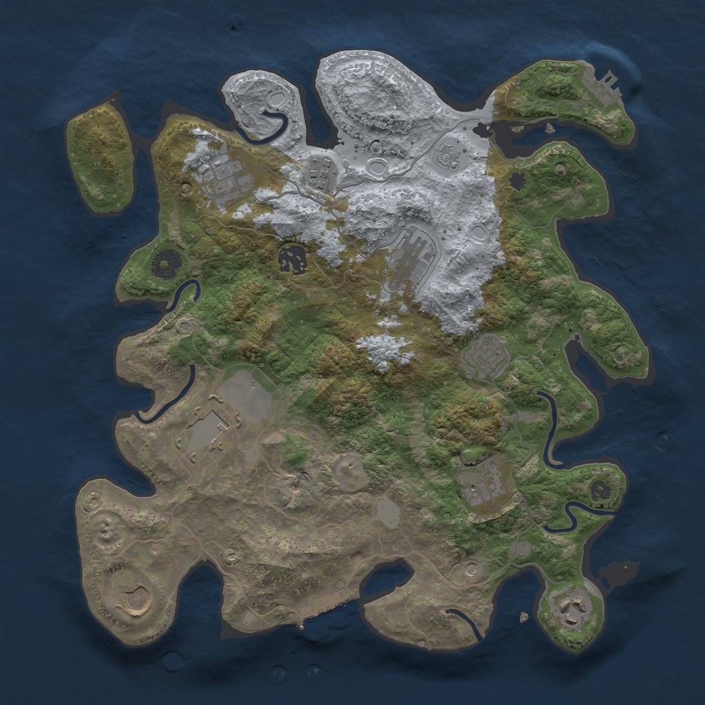 Rust Map: Procedural Map, Size: 3500, Seed: 2140940274, 18 Monuments